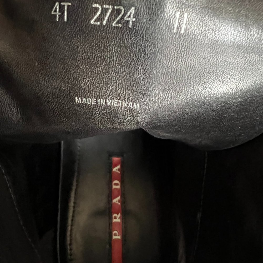 Prada Men's Black High Top Leather Trainers Sneakers - Picture 10 of 10